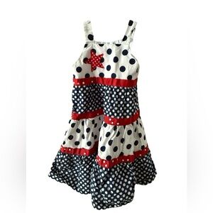 Charming Polka Dot Kids Dress - Navy, Red, and White